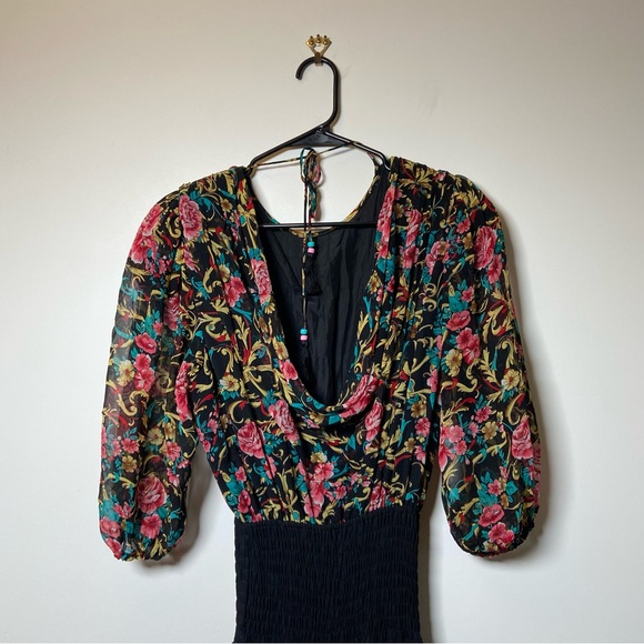 Diane Freis Silk Vintge 80s Boho Ruffle Dress - Picture 8 of 9